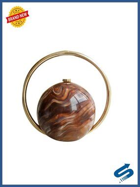 Acrylic Metal Globe Evening Clutch Marbled Womens Formal Handbag
